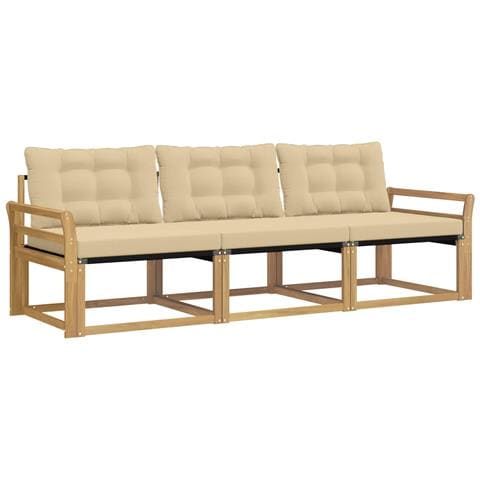 Set di divani da esterno con cuscino 3 pcs Bianco e Beige - Foto 1