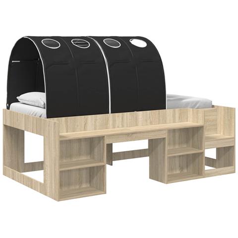 Letto con Tunnel 3 pz Rovere Sonoma e Nero Legno multistrato - Foto 1