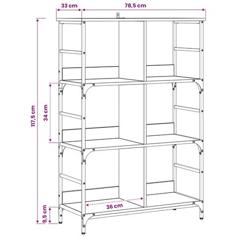 Libreria Legno antico 78,5 x 33 x 117,5 cm metallo PB - Foto 5
