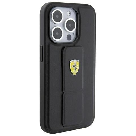 Ferrari Grip Stand Custodia In Metallo Con Logo Per Iphone 15 Pro - Nera - Foto 2