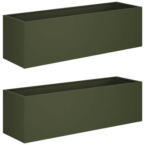 Vaso da giardino 2 pz Verde Oliva 80 x 30 x 30 cm - Foto 1