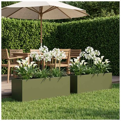 Vaso da giardino 2 pz Verde Oliva 80 x 30 x 30 cm - Foto 2