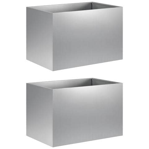 Vaso da giardino 2 pz Argento 60 x 40 x 40 cm Acciaio zincato - Foto 1