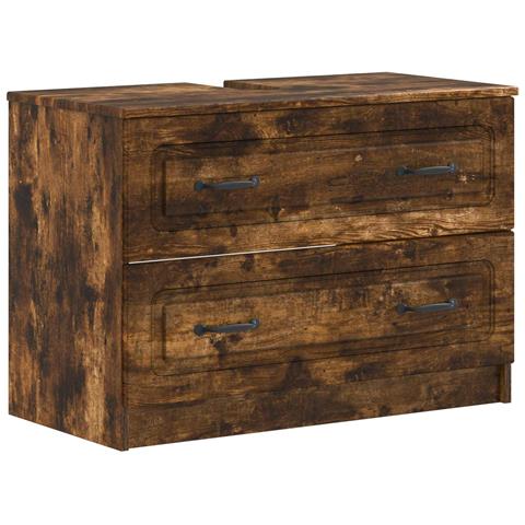 Armadio per Lavabo da Bagno UTRECHT Rovere Fumo 82 x 41 x 56 cm - Foto 1