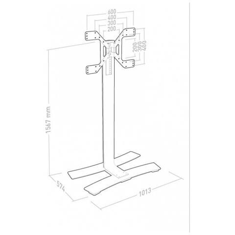 Carrello per TV 600×400 h ER039050 1600 Bianco - Foto 2