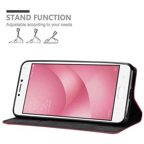 Custodia Compatibile Con Asus Zenfone 4 Max (5,2 Zoll) In Rosso Mela - Coperchio Protettiva Con Chiusura Magnetica, Funzione Stand E Tasca Per Le Carte - Foto 5