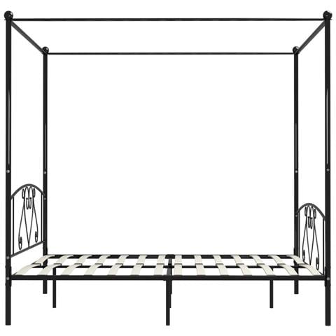 Letto A Baldacchino Nero In Metallo 200x200 Cm - Foto 2