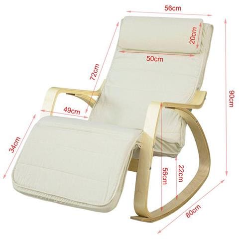 Sedia A Dondolo Poltrona Relax Poltroncina Bianco Poggia Gambe Regolabile Fst16-w - Foto 2