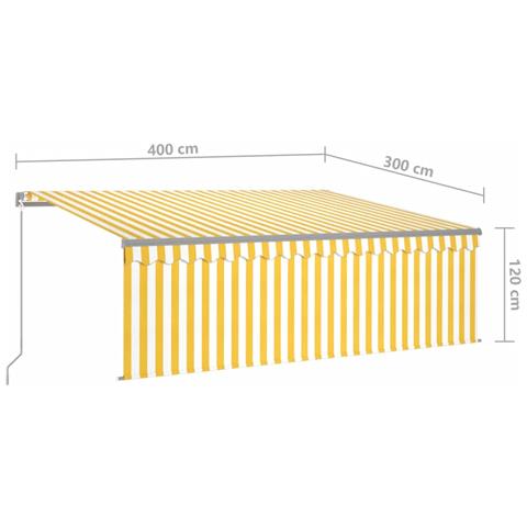 Tenda Sole Retrattile Manuale Parasole e LED 4x3m Gialla Bianca - Foto 2
