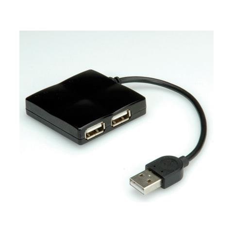 USB 2.0 Notebook Hub 4-ports, 0,12m, Nero, 50 x 50 x 10 mm, 1x USB A 4x USB A (F)  - Foto 3