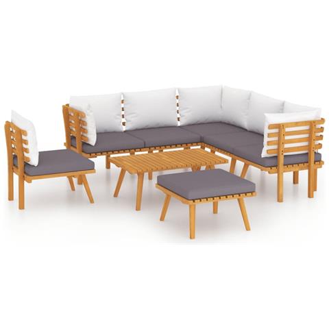 Set Divani Da Giardino 8 Pz Con Cuscini In Massello Di Acacia - Foto 1