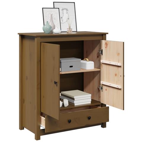 Credenza Miele 83x41,5x100 Cm In Legno Massello Di Pino - Foto 10