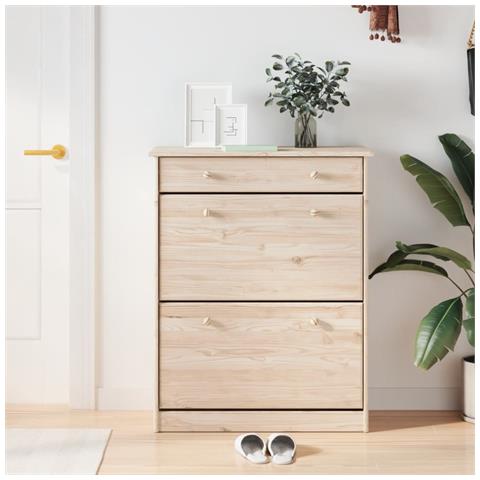 Scarpiera Alta 77x35x96 Cm In Legno Massello Di Pino - Foto 2