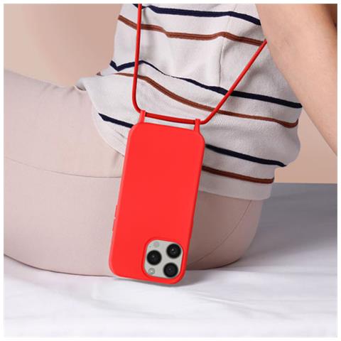 Cover Semirigida Per Iphone 15 Pro Cordino Nylon Intrecciato Serie Corda Rossa - Foto 5