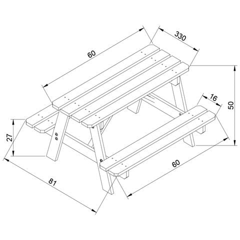 Tavolo Da Picnic Per Bambini In Legno L81xl60xa50 Cm - Gruppo Tavolo Con Panche- M012-1 - Foto 5
