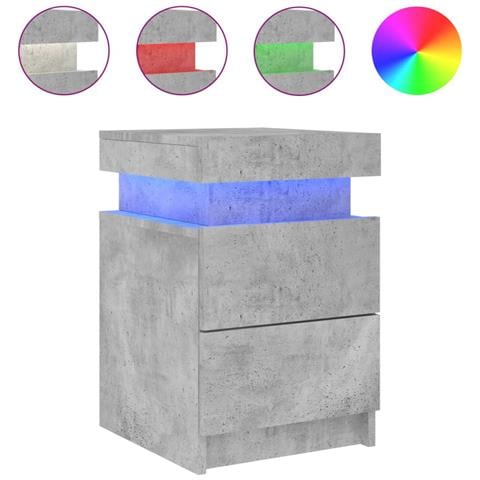Comodino Con Luci Led Grigio Cemento 35x39x55 Cm - Foto 2