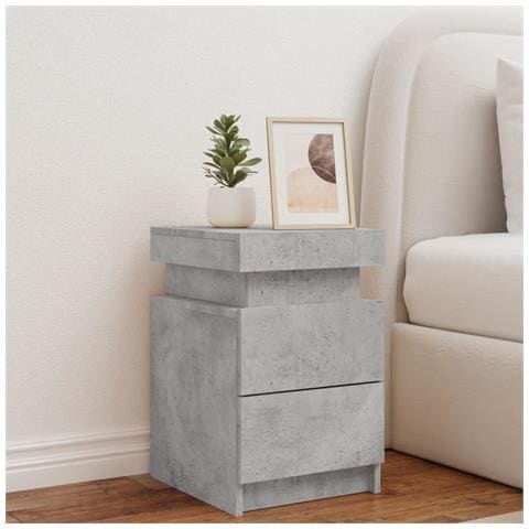 Comodino Con Luci Led Grigio Cemento 35x39x55 Cm - Foto 3