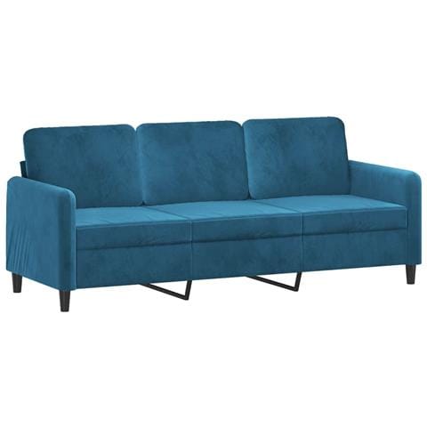 Divano A 3 Posti Blu 180 Cm In Velluto - Foto 2