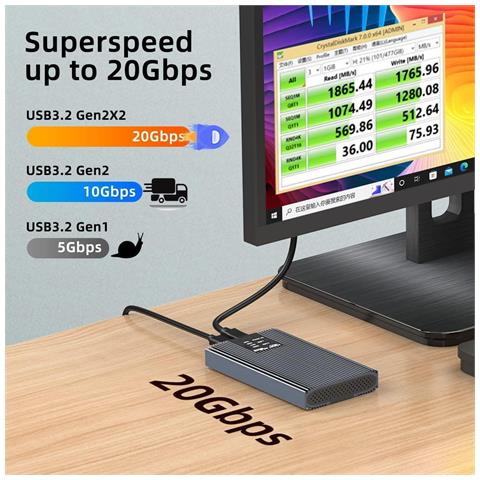 Box Esterno Duplicatore Clone Offline USB3.2 Gen 2x2 USB-C™ M. 2 PCIe NVME 20 Gbps - Foto 4