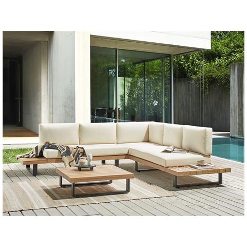 Set Da Giardino Legno E Tessuto Bianco Crema Mykonos - Foto 1