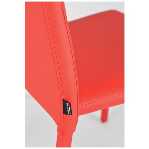 Set 2 Sedie Impilabili Modello Julia Per Cucina Bar E Sala Da Pranzo, Robusta Struttura In Acciaio Imbottita E Rivestita In Finta Pelle Colore Rosso - Foto 6