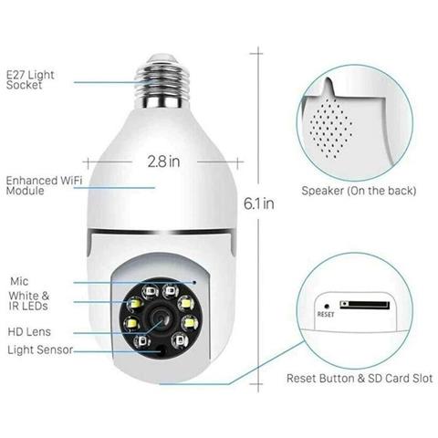 Telecamera Ip Led Lampadina E27 Wifi Smart Cam Videosorveglianza Controllo App - Foto 6