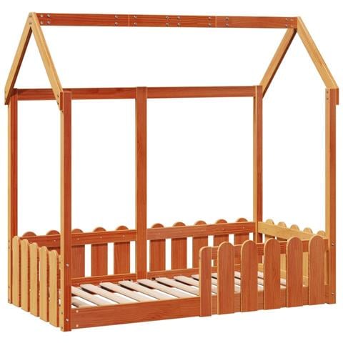 Giroletto Casetta Bambini Marrone Cera 70x140 Cm Massello Pino - Foto 3