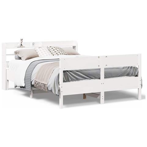 Letto Senza Materasso Bianco 120x190 Cm Legno Massello Di Pino - Foto 1