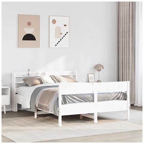 Letto Senza Materasso Bianco 120x190 Cm Legno Massello Di Pino - Foto 10