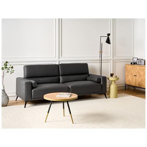 Divano 3 Posti Ange Pelle Sintetica Nero - Foto 1