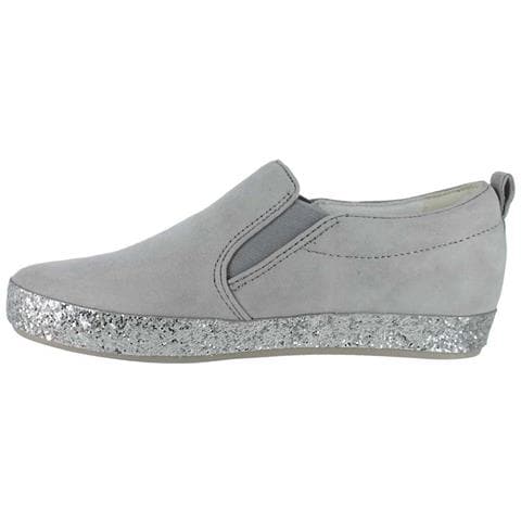 Mezze Scarpe Slip-on In Pelle Grigio Argento Da Donna 36 - Foto 2