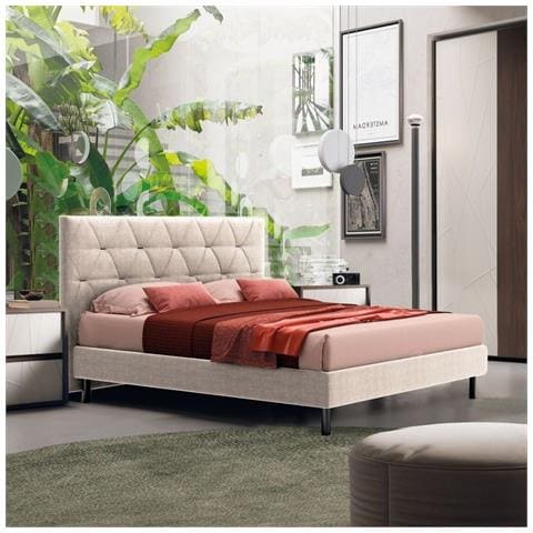 Letto Cody Matrimoniale Contenitore Con Testiera Trapuntata Colore Beige - Foto 1