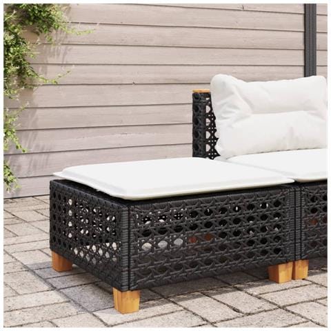 Sgabello Giardino con Cuscino Nero 63,5x56x32 cm in Polyrattan - Foto 2