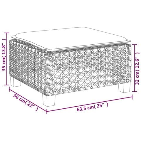 Sgabello Giardino con Cuscino Nero 63,5x56x32 cm in Polyrattan - Foto 9