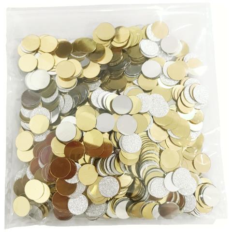 Glitter Confetti, Coriandoli Rotondi Con Paillettes Da 8 Mm Silver+gold 30g - Foto 2