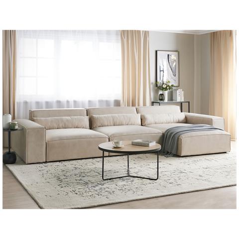 Divano Angolare Hellnar Velluto Beige Chiaro Sinistra - Foto 1