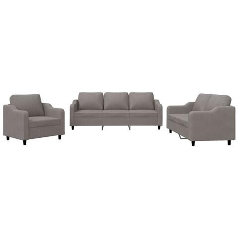 Set Di Divani 3 Pz Con Cuscini Tortora In Tessuto - Foto 2