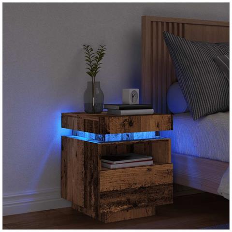 Comodino Con Luci Led Legno Antico 40x39x48,5 Cm - Foto 1