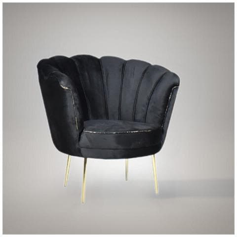 Poltrona Orel In Velluto Nero Babyface 28 Piedini Oro - Foto 1