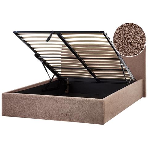 Letto Contenitore Bouclé Orbey 140 X 200 Cm Marrone - Foto 2