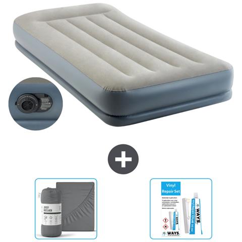 Set Materassino Gonfiabile - 191x99x30 Cm - Grigio - Include Accessori Coordinati - Foto 1