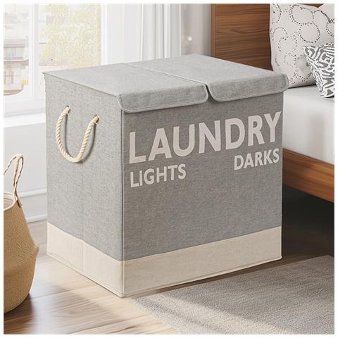 Cesto Portabiancheria Sporca Doppio Sacco Porta Biancheria Bucato Con Maniglie - Foto 1