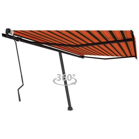 Tenda Da Sole Manuale Con Palo 400x300 Cm Arancione /marrone - Foto 2