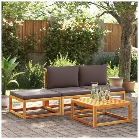 Lusso Casadino - Poggiapiedi Giardino Con Cuscino 65x65x29 Legno Massello Acacia - Foto 2