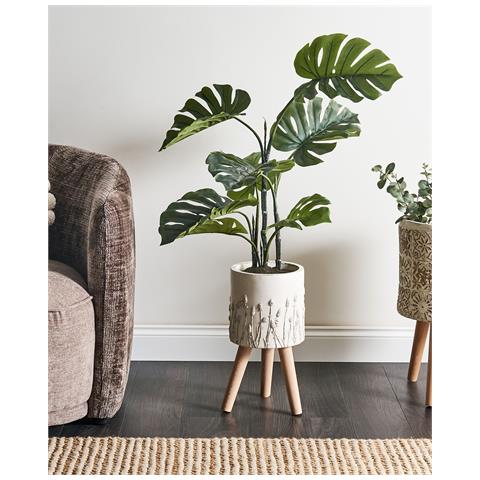 Vaso Per Piante Rialzato Janina 24 Cm Bianco Sporco - Foto 1