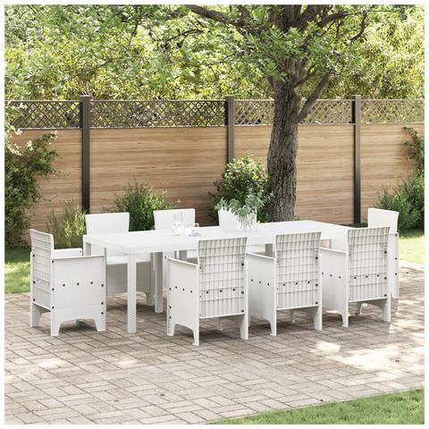 Tavolo da Giardino Bianco 250x100x73 cm Poly Rattan, Tavolo da Giardino Bianco 100x100x73 cm Poly Rattan, Tavolo da Giardino Bianco 150x100x73 cm Poly Rattan - Foto 1
