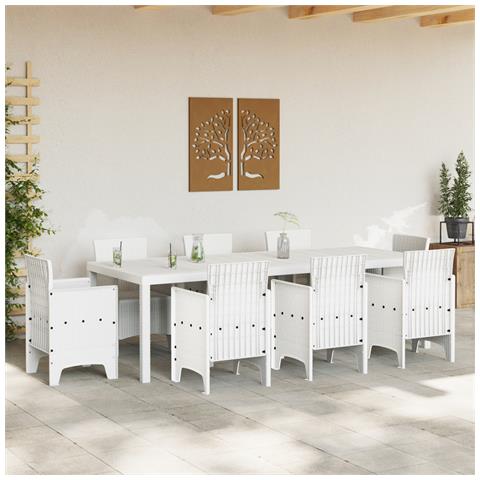 Tavolo da Giardino Bianco 250x100x73 cm Poly Rattan, Tavolo da Giardino Bianco 100x100x73 cm Poly Rattan, Tavolo da Giardino Bianco 150x100x73 cm Poly Rattan - Foto 2