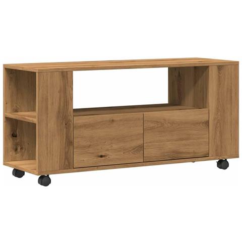 Mobile Porta TV con Ruote Artigianale 102x34,5x43 cm Truciolato - Foto 1