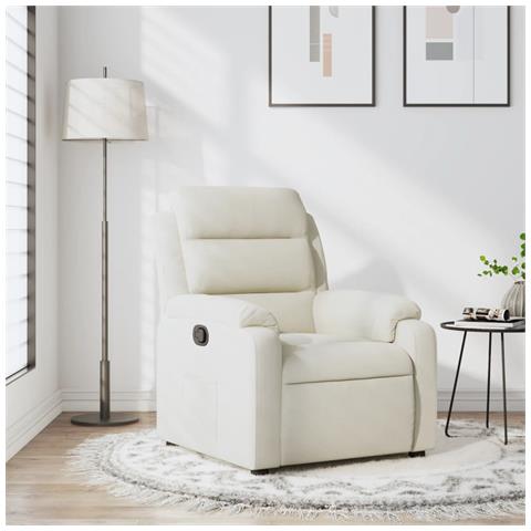 Poltrona Reclinabile Crema in Velluto - Foto 2