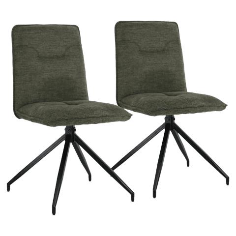 Set Di 2 Sedie In Tessuto Verde Aren - Foto 1